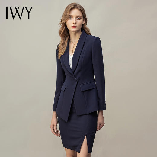 IWY/高端藏青色西装套裙OL商务正装女售楼部工作服女职业气质套装CS11356 商品图0