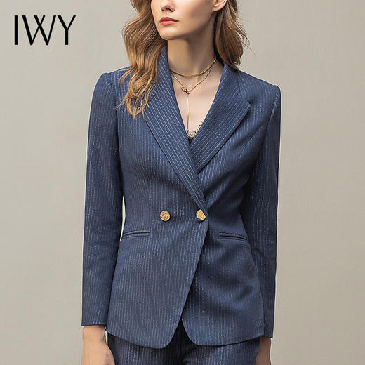 IWY/蓝色条纹西装套装女气质英伦风高端商务OL职业装置业顾问工服CP11348 商品图4