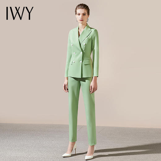 IWY/绿色职业装套装高级西装套裤两件套工服女气质女神范美业套装213168C1+213168P1 商品图4