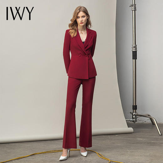 IWY/红色正装女西装套装时尚高端职业装阔腿裤气质女神范西服C11357+P31357 商品图1