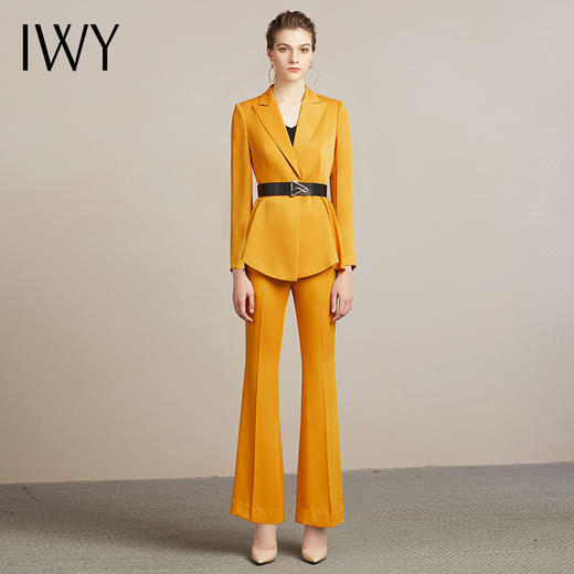 IWY/明黄色西服套装女微喇裤时尚气质演讲比赛服装主持人高端名媛213166C1+P3 商品图2