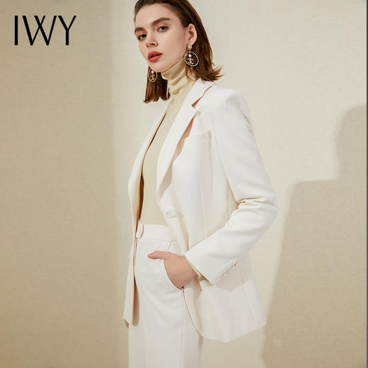 IWY/杏色休闲西装套装女韩版气质ol主持人职业装播音艺考面试正装213191C1+P2 商品图1