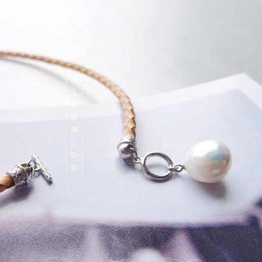 《三生石.颈间小美好》 巴洛克珍珠皮绳设计项链 商品图7
