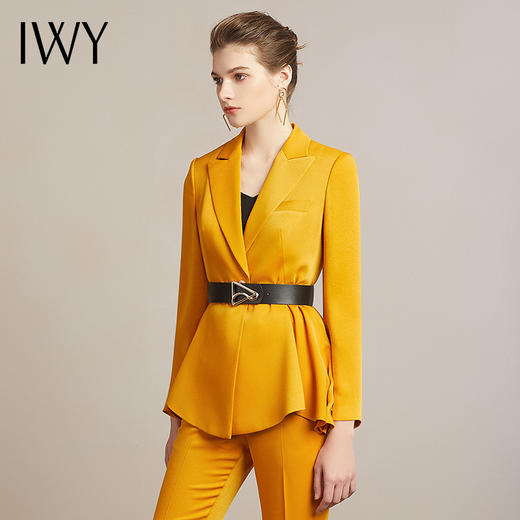 IWY/明黄色西服套装女微喇裤时尚气质演讲比赛服装主持人高端名媛213166C1+P3 商品图1