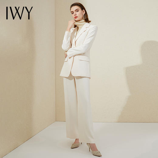 IWY/杏色休闲西装套装女韩版气质ol主持人职业装播音艺考面试正装213191C1+P2 商品图2