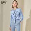 IWY/蓝色高端职业装衬衣女气质绑带衬衫时尚通勤办公室工作服套装203181B1 商品缩略图1