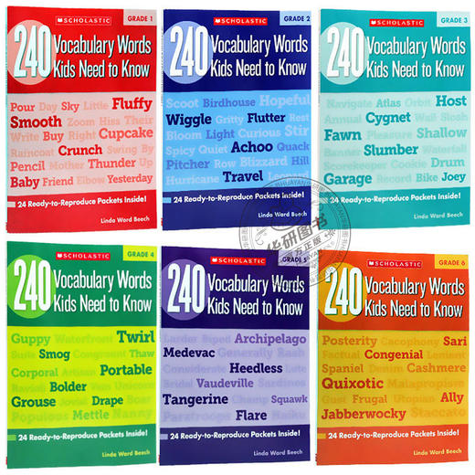 学乐小学生英语词汇练习册1-6年级 英文原版 240 Vocabulary Words Kids Need to Know 240个单词词汇 英文版进口小学生家庭作业 商品图1
