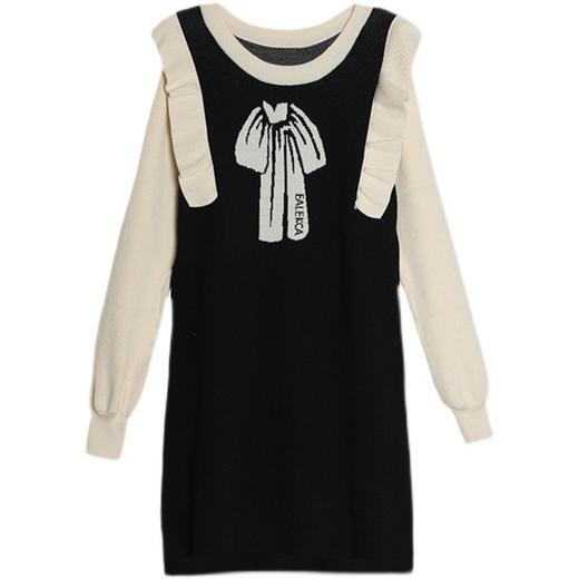 【专为孕妇设计】秋冬新款孕妇装时尚潮妈孕妇毛衣中长款产前产后套头毛线针织裙 商品图4