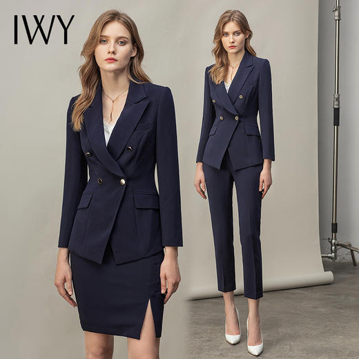 IWY/西装套装女藏青色名媛套裙ol职业装时尚气质商务白领正装工服CS11355 商品图4