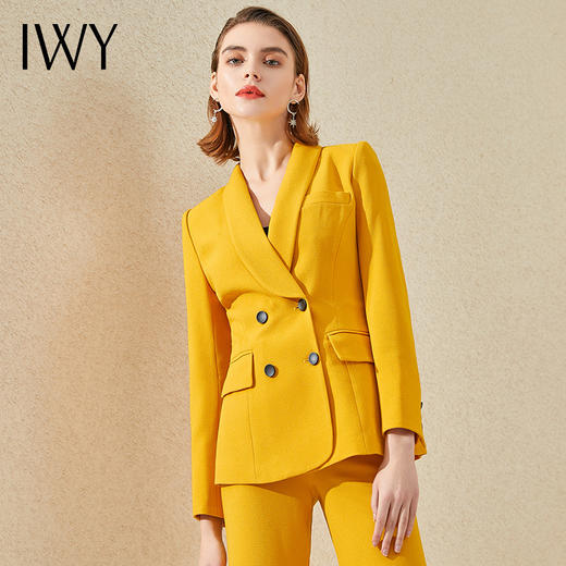 IWY/黄色西服套装女时尚播音主持艺考正装高端通勤职业装气质女神范CP9326 商品图2