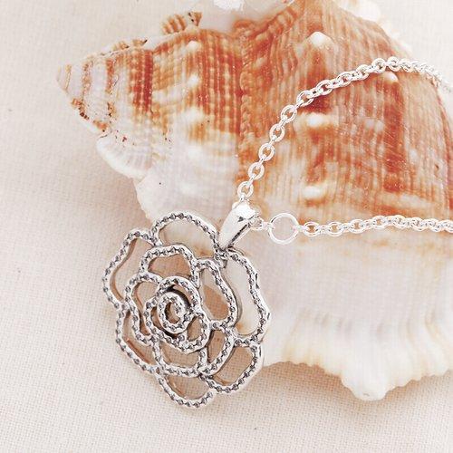 PANDORA/潘多拉  高贵典雅女士925银镂空玫瑰吊坠项链 390368CZ 商品图2