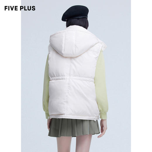 FIVE PLUS新款女冬装立领羽绒服马甲女白鸭绒连帽外套潮收腰2NN4330480 商品图3