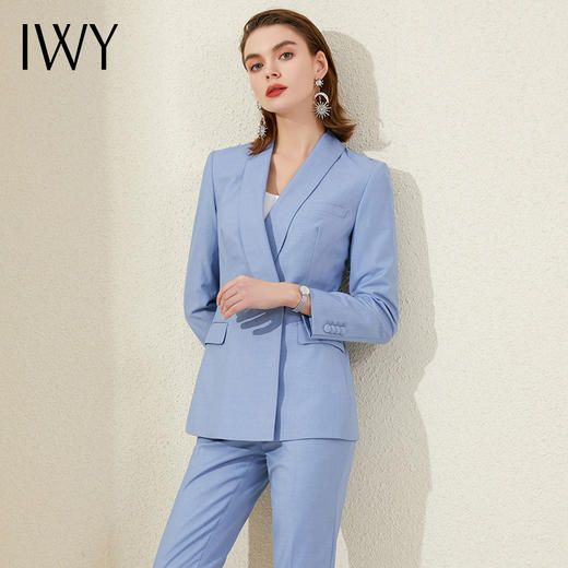 IWY/蓝色通勤西装套装女时尚高端讲师职业装气质女神范主持人正装203135C1+P1 商品图4