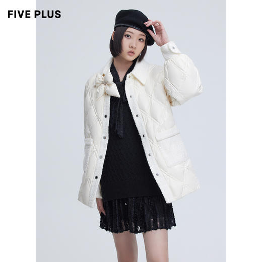 FIVE PLUS 女冬装小香风羽绒服女宽松小个子外套法式菱格2NN4335210 商品图4