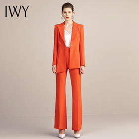 IWY/橘色西装套装女韩版休闲气质工作服时尚修身通勤高端总裁职业装213145C1+P3