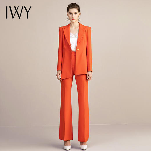 IWY/橘色西装套装女韩版休闲气质工作服时尚修身通勤高端总裁职业装213145C1+P3 商品图0