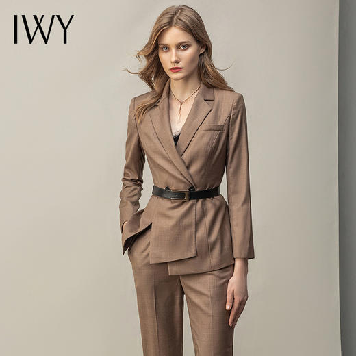 IWY/卡其西服套装女英伦风面试工作服OL休闲职业装高端小西装通勤正装CP11371 商品图4