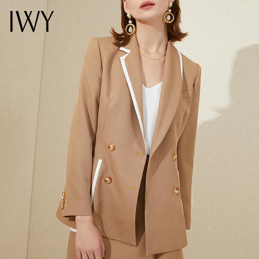IWY/卡其色高端职业西装套裙女神范气质时尚西服正装总裁套装OL工作服213204C1+S2 商品图4