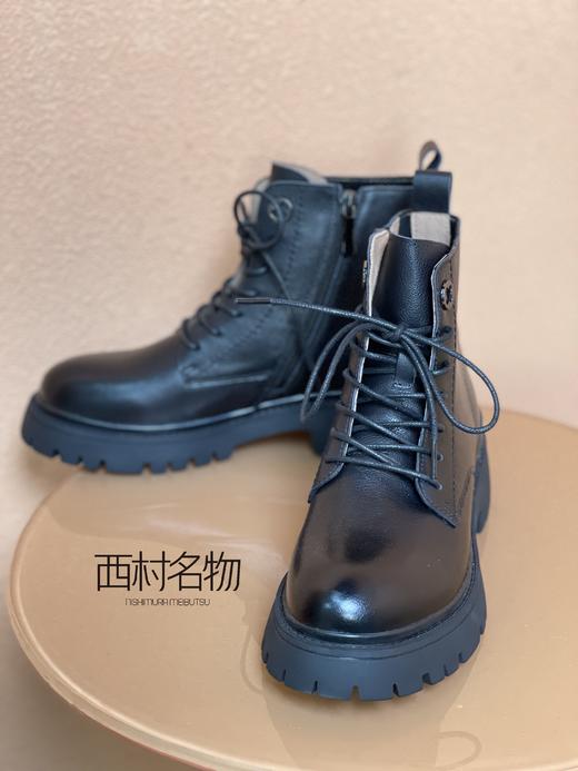 西村名物2021秋冬新款马丁靴女ins潮厚底牛皮时尚短靴T21DS45801 商品图2