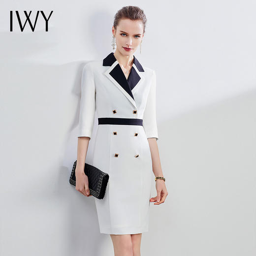IWY/白色职业套装女气质名媛正装通勤西装七分袖连衣裙白领工作服Q643 商品图0