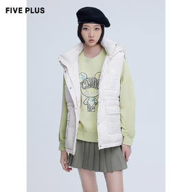 FIVE PLUS新款女冬装立领羽绒服马甲女白鸭绒连帽外套潮收腰2NN4330480