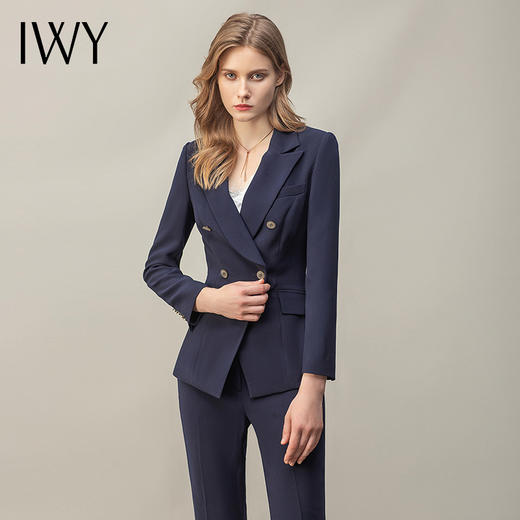 IWY/藏青色职业装气质西装套装女面试时尚商务OL女神范高端正装女C11355+P31355 商品图2
