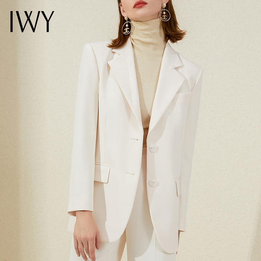 IWY/杏色休闲西装套装女韩版气质ol主持人职业装播音艺考面试正装213191C1+P2 商品图4