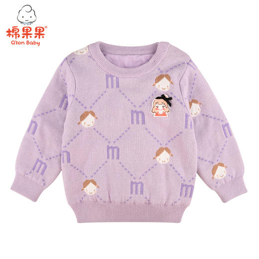 棉果果冬季女童提花套头毛衣M422160521690 商品图0