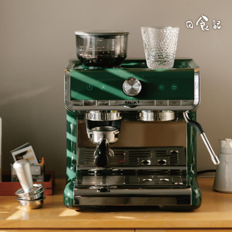 非凡配置 纵享咖啡 马赛 双锅炉半自动意式咖啡机mka74 墨绿色
