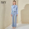 IWY/蓝色高端职业装衬衣女气质绑带衬衫时尚通勤办公室工作服套装203181B1 商品缩略图4