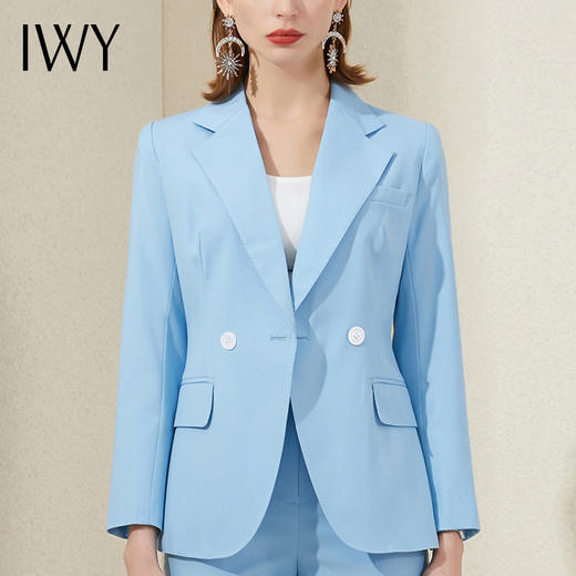 IWY/蓝色西服套装职业装气质女神范高端工作服正装女总裁范ol西装201066C1+P1 商品图4