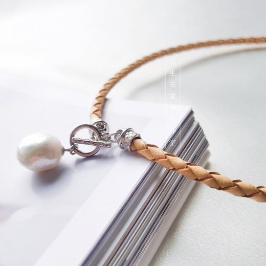 《三生石.颈间小美好》 巴洛克珍珠皮绳设计项链 商品图4