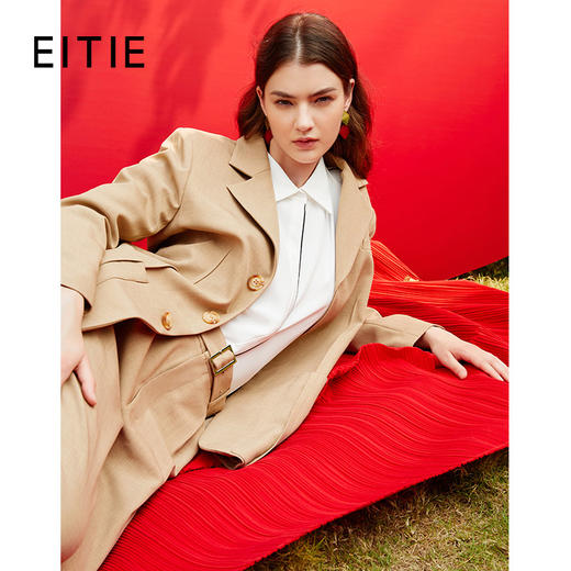 EITIE爱特爱秋季新款时尚帅气中性挺括翻领单排扣西装外套女C2103804 商品图0