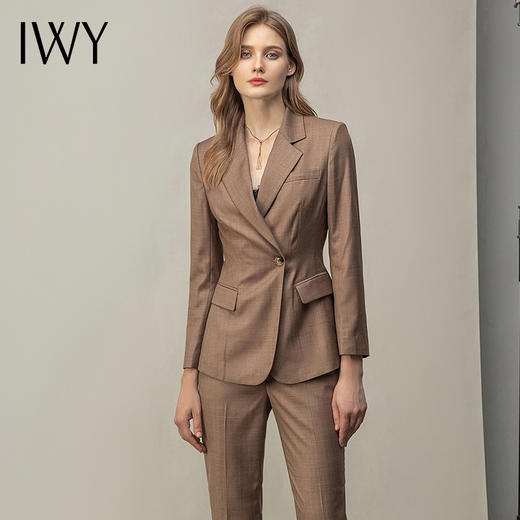 IWY/咖色工作服套装女装时尚修身西装正装气质ol商务律师通勤职业装CP11372 商品图0