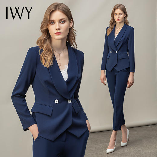 IWY/藏青色高级职业套装时尚气质大堂经理工作服女修身通勤正装女CP11353 商品图4