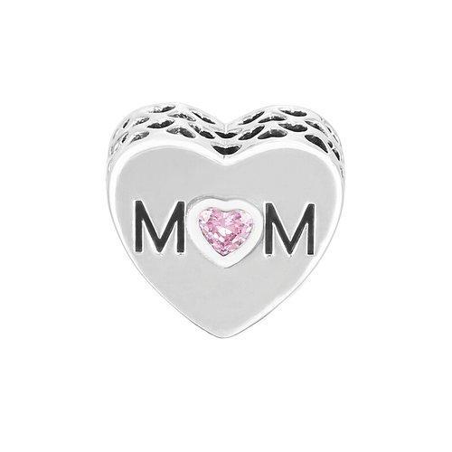 PANDORA/潘多拉 时尚粉色母亲的心镂空纹理串珠 791881PCZ 银色 商品图0