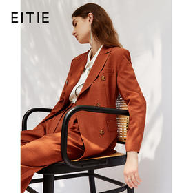 EITIE爱特爱秋季新款时尚气质收腰双排扣显瘦复古西装外套女C2103802