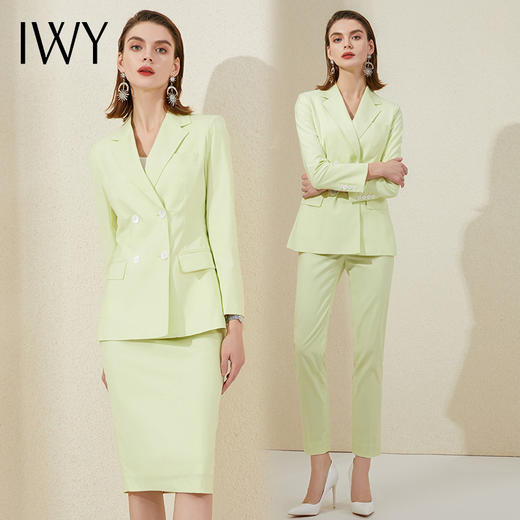 IWY/高级西装套装清新绿色职业装商务时尚套装ol西服上镜艺考服装201003C1+P1+S1 商品图4