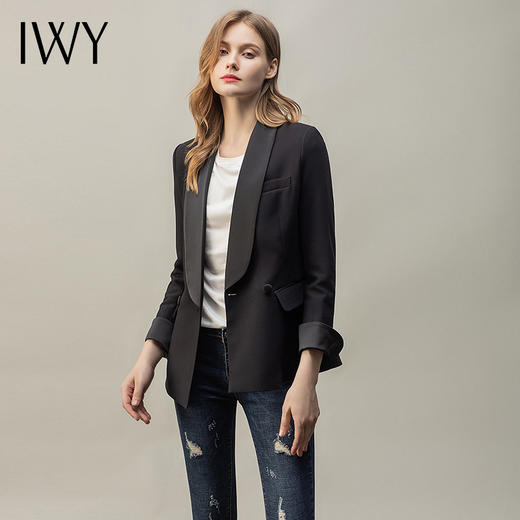 IWY/时尚牛仔裤西装套装女休闲气质西服外套商务修身上班职业正装C10380 商品图1