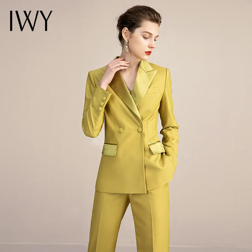 IWY/时尚黄色职业装气质女神范西服高端工作服正装女总裁西装套装213137C1+P3 商品图0