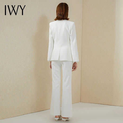 IWY/白色蕾丝边高端西装套装女气质名媛正装修身显瘦总裁阔腿裤职业装213186C1+P3 商品图3