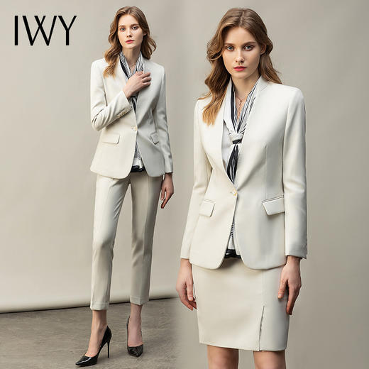 IWY/高端西装套装女正装米白色干练职业装气质女神范美容院工作服OL CP11380 商品图4