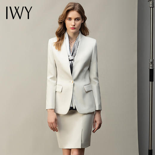 IWY/米白色西装套裙女播音艺考主持人工作服高端职业装气质女神范正装CS11380 商品图0