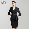 IWY/黑色职业装套装女上班OL气质教师西服商务干练正装工作服套裙C1315+S1207 商品缩略图1