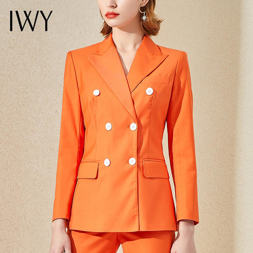IWY/播音艺考服装主持人橘色职业装女套装气质工作服休闲商务西装CP9309 商品图4