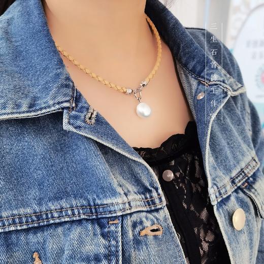 《三生石.颈间小美好》 巴洛克珍珠皮绳设计项链 商品图14