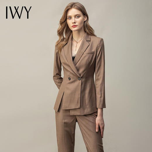 IWY/卡其西服套装女英伦风面试工作服OL休闲职业装高端小西装通勤正装CP11371 商品图1