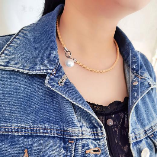 《三生石.颈间小美好》 巴洛克珍珠皮绳设计项链 商品图12