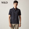M＆D/名盾POLO衫男秋季新款条纹撞色桑蚕丝真丝男装翻领T恤 商品缩略图1