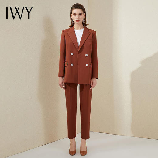 IWY/时尚棕色职业西装女套装气质工装名媛公务员面试正装西服通勤套裤	213189C1+P1 商品图2